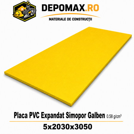 Placa rigida PVC Simopor Galben 0.58 g/cm3, 5x2030x3050 mm
